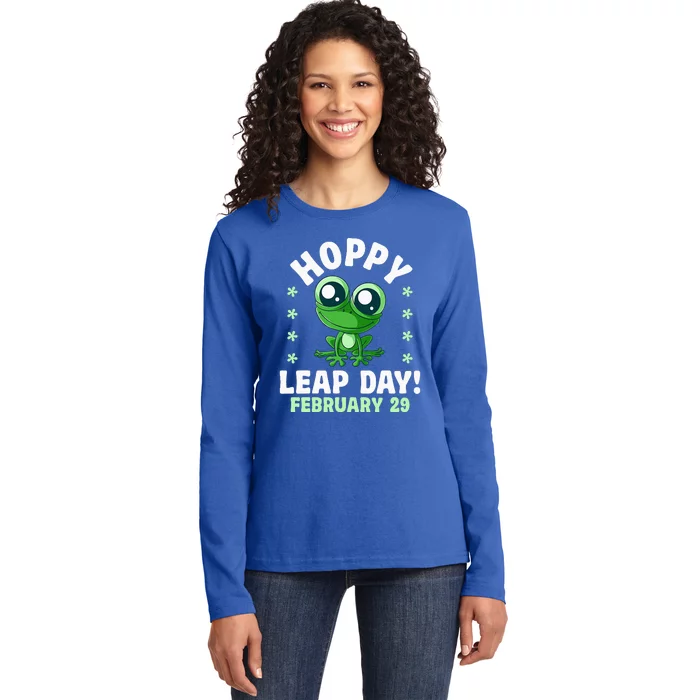 Funny Frog Hoppy Leap Day February 29 Birthday Leap Year Ladies Long Sleeve Shirt