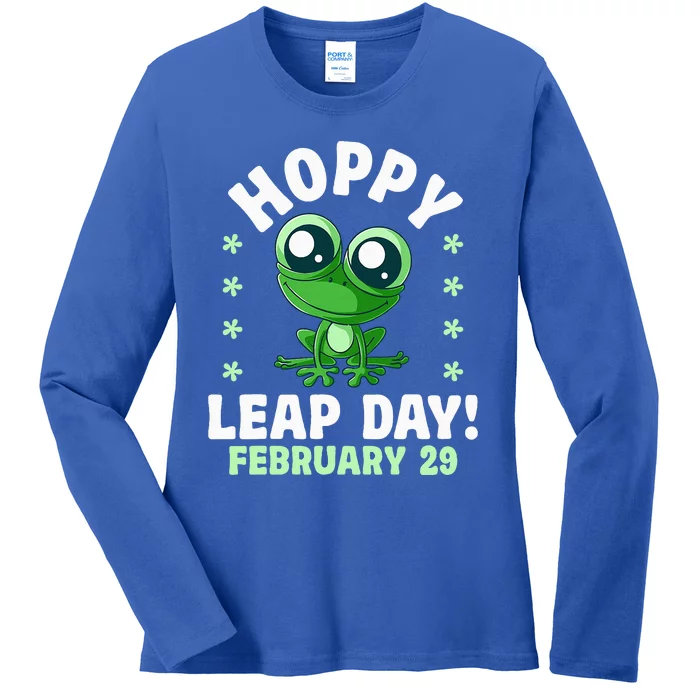 Funny Frog Hoppy Leap Day February 29 Birthday Leap Year Ladies Long Sleeve Shirt