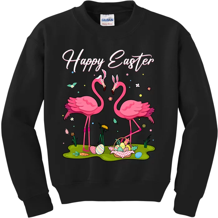 Funny Flamingo Happy Easter Day Kids Sweatshirt