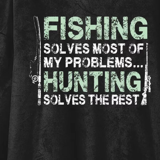 Funny Fishing Hunting Hunters And Fishermen Hooded Wearable Blanket