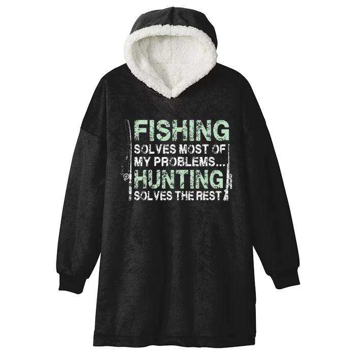 Funny Fishing Hunting Hunters And Fishermen Hooded Wearable Blanket