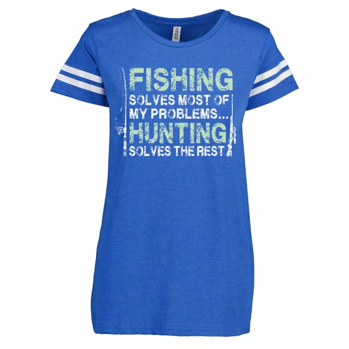 Funny Fishing Hunting Hunters And Fishermen Enza Ladies Jersey Football T-Shirt