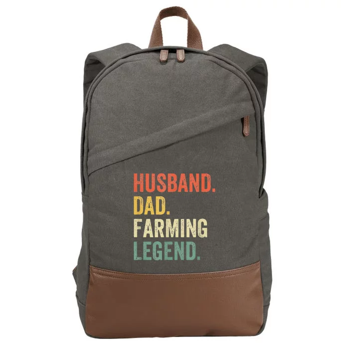 Funny Farmer Husband Dad Farming Legend Vintage Cotton Canvas Backpack