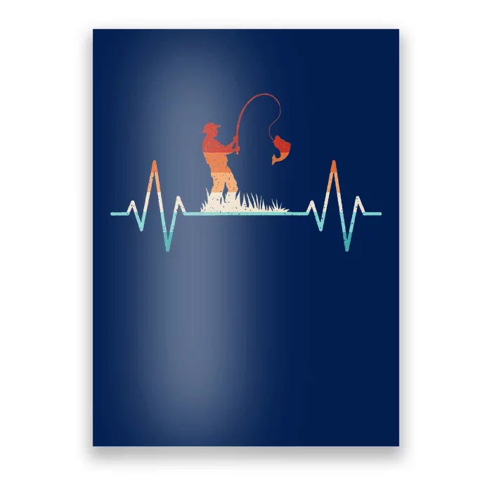 Funny Fishing Heartbeat Retro Fish Fishermanx Poster