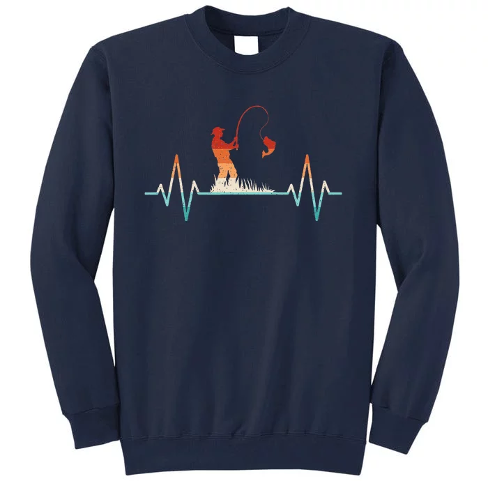 Funny Fishing Heartbeat Retro Fish Fishermanx Tall Sweatshirt