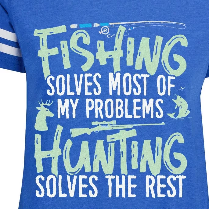 Funny Fishing & Hunting Fishing Solves My Problems Enza Ladies Jersey Football T-Shirt