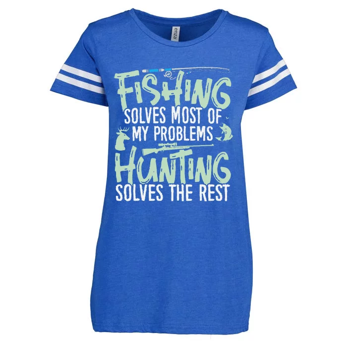 Funny Fishing & Hunting Fishing Solves My Problems Enza Ladies Jersey Football T-Shirt