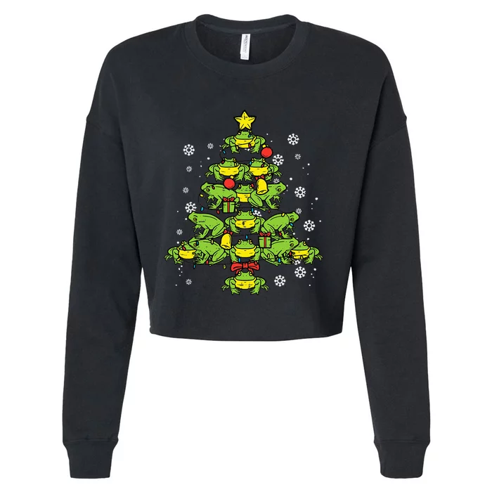 Festive Frogs Holiday Decor with a Twist Cropped Pullover Crew