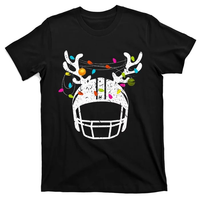 Festive Football Helmet with Christmas Lights T-Shirt