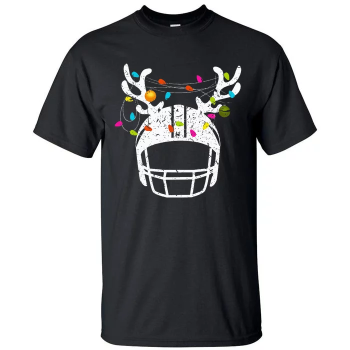 Festive Football Helmet with Christmas Lights Tall T-Shirt