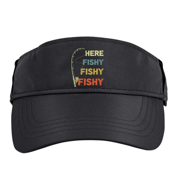 Funny Fishing Here Fishy Bass Funny Dad Fisherman Adult Drive Performance Visor