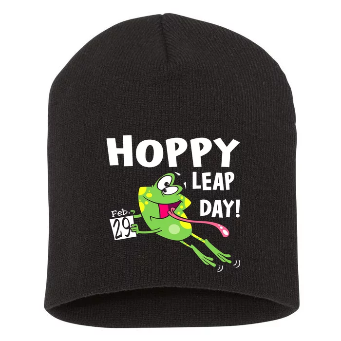 Funny Frog Hoppy Leap Day February 29 Leap Year Birthday Short Acrylic Beanie