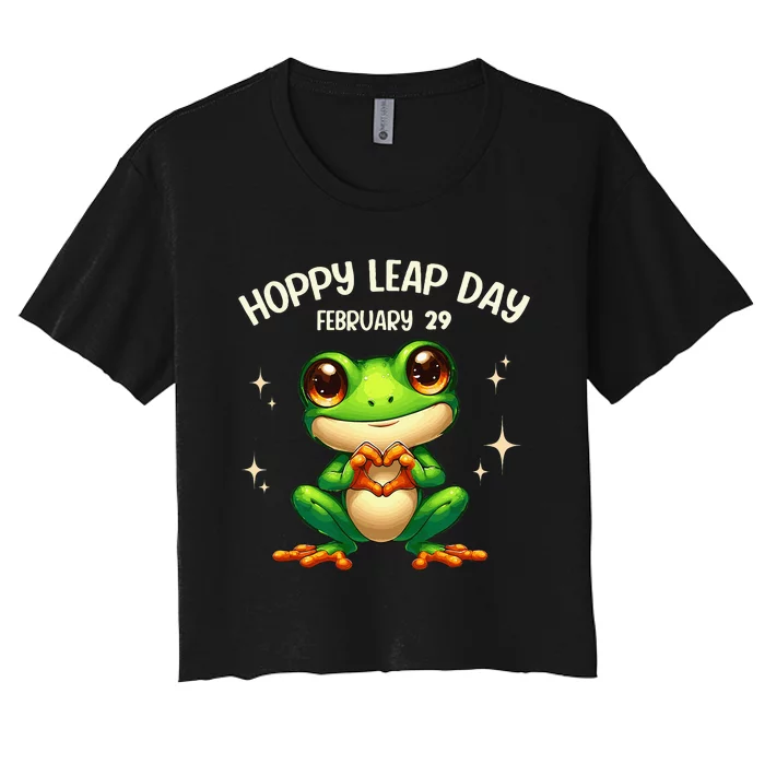 Funny Frog Hoppy Leap Day February 29 Hoppy Leap Day Women's Crop Top Tee