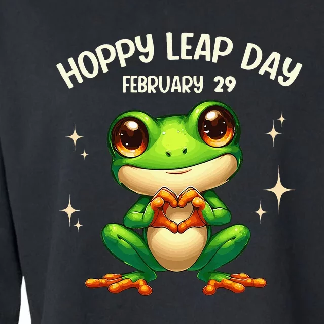 Funny Frog Hoppy Leap Day February 29 Hoppy Leap Day Cropped Pullover Crew