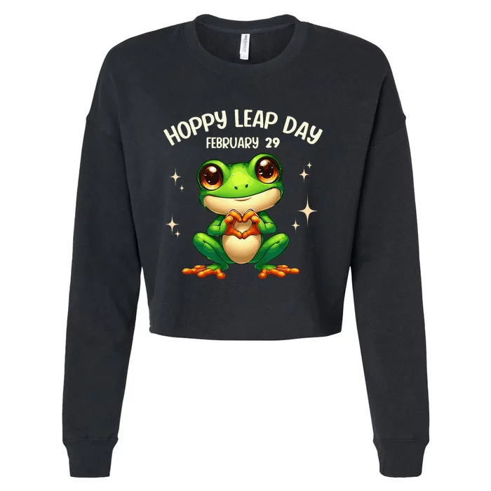 Funny Frog Hoppy Leap Day February 29 Hoppy Leap Day Cropped Pullover Crew