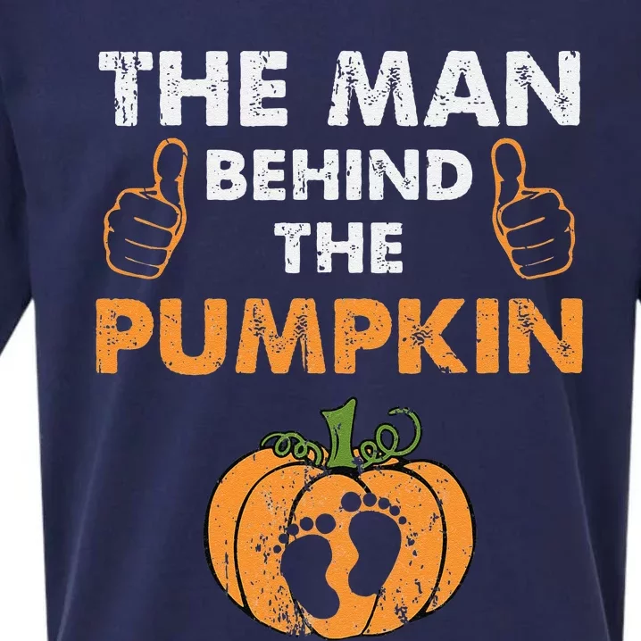 Funny Funny Halloween Pregnancy Baby Shower Man Behind The Pumpkin Sueded Cloud Jersey T-Shirt