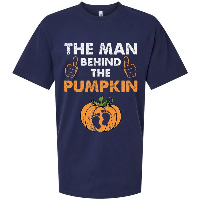 Funny Funny Halloween Pregnancy Baby Shower Man Behind The Pumpkin Sueded Cloud Jersey T-Shirt