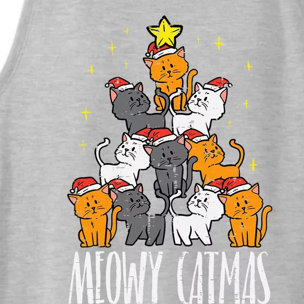 Festive Feline Holiday Pajamas Ladies Tri-Blend Wicking Tank