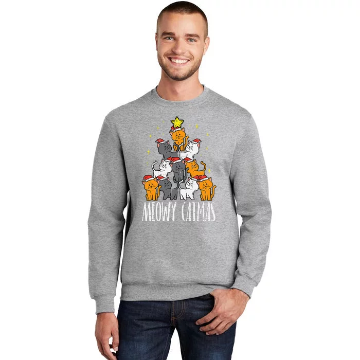 Festive Feline Holiday Pajamas Tall Sweatshirt