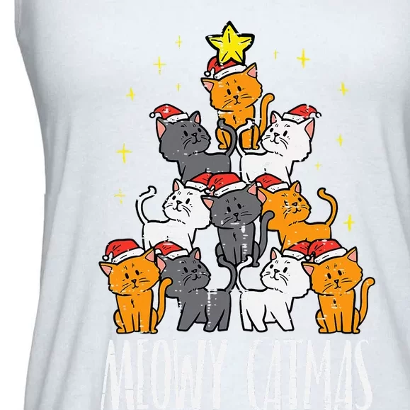 Festive Feline Holiday Pajamas Ladies Essential Flowy Tank