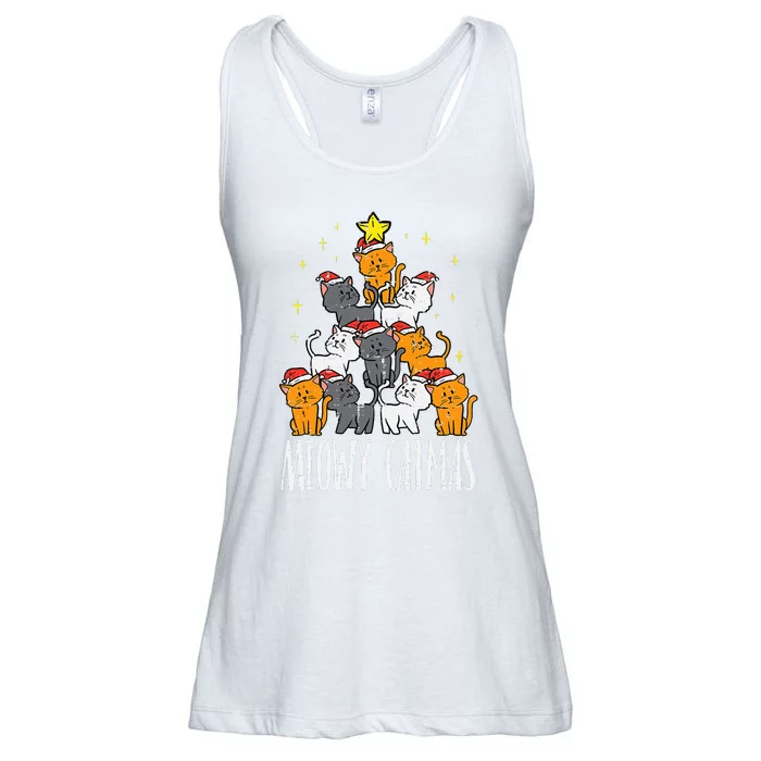 Festive Feline Holiday Pajamas Ladies Essential Flowy Tank