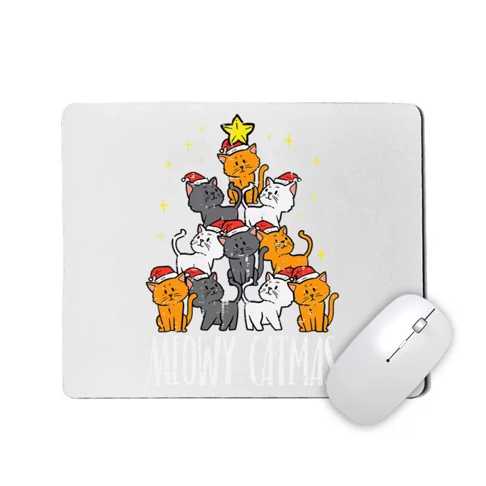 Festive Feline Holiday Pajamas Mousepad