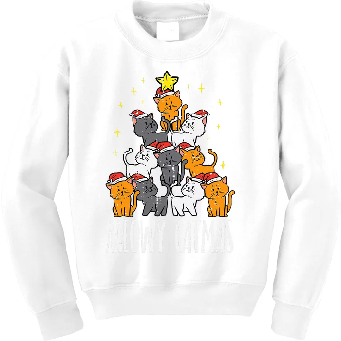 Festive Feline Holiday Pajamas Kids Sweatshirt