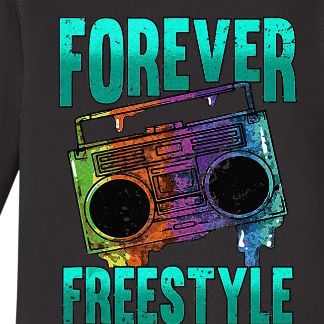 Forever Freestyle Hip Hop Old School Boombox Baby Long Sleeve Bodysuit