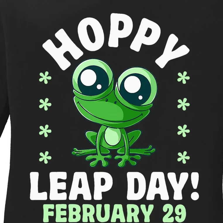 Funny Frog Hoppy Leap Day February 29 Birthday Leap Year Ladies Long Sleeve Shirt