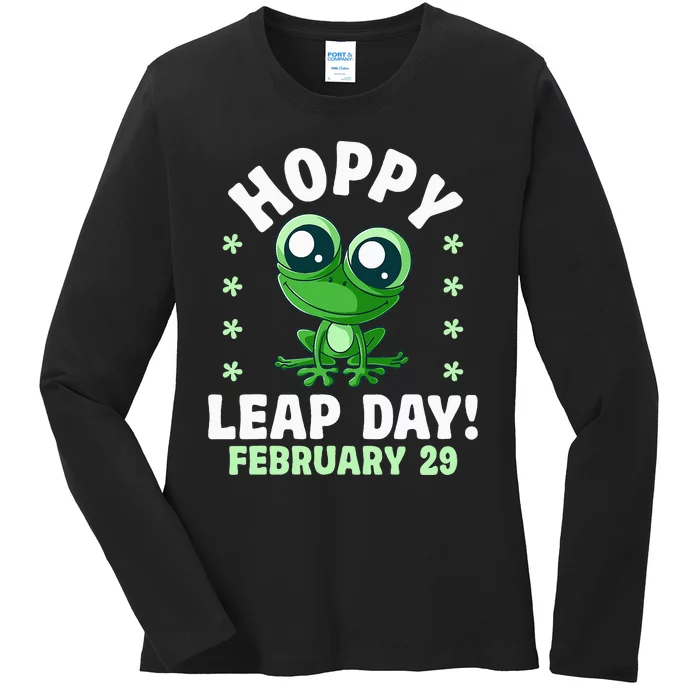 Funny Frog Hoppy Leap Day February 29 Birthday Leap Year Ladies Long Sleeve Shirt