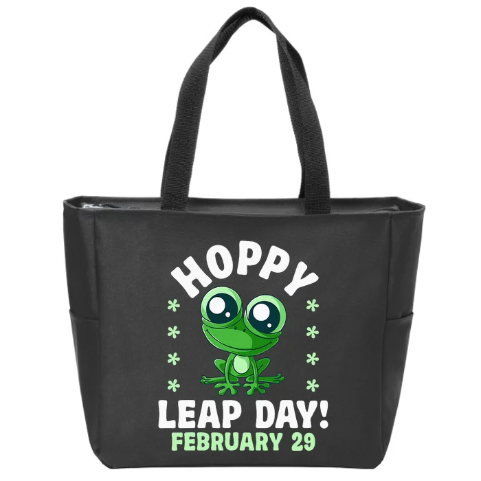 Funny Frog Hoppy Leap Day February 29 Birthday Leap Year Zip Tote Bag