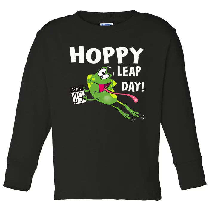 Funny Frog Hoppy Leap Day February 29 Leap Year Birthday Toddler Long Sleeve Shirt