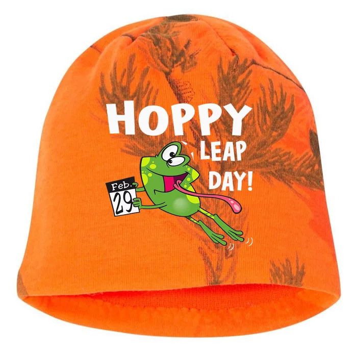 Funny Frog Hoppy Leap Day February 29 Leap Year Birthday Kati - Camo Knit Beanie