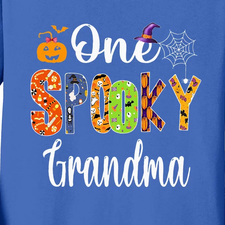 Funny Family Halloween Matching One Spooky Grandma Kids Long Sleeve Shirt