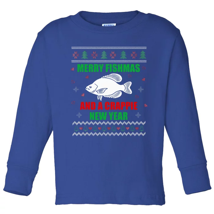 Funny Fishmas Holiday Sweater Festive Fishing Gift Toddler Long Sleeve Shirt