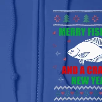 Funny Fishmas Holiday Sweater Festive Fishing Gift Full Zip Hoodie