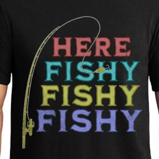 Funny Fishing Here Fishy Funny Gift Pajama Set