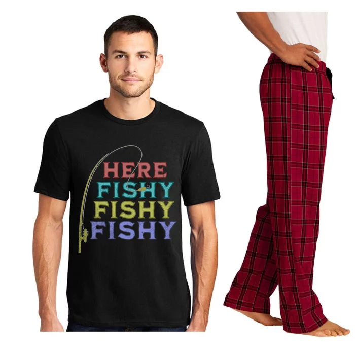 Funny Fishing Here Fishy Funny Gift Pajama Set