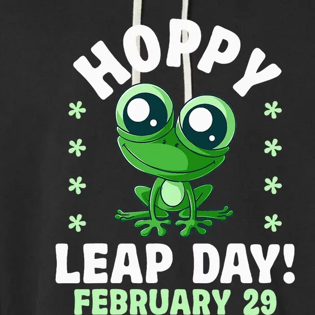 Funny Frog Hoppy Leap Day February 29 Birthday Leap Year Garment-Dyed Fleece Hoodie