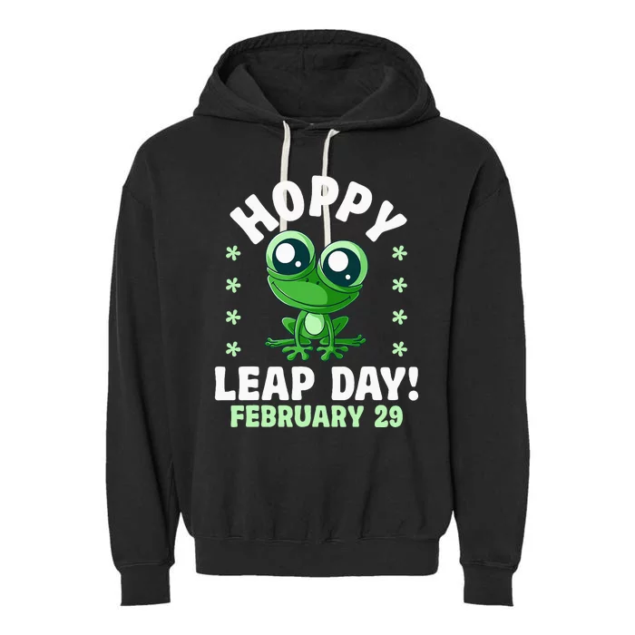 Funny Frog Hoppy Leap Day February 29 Birthday Leap Year Garment-Dyed Fleece Hoodie