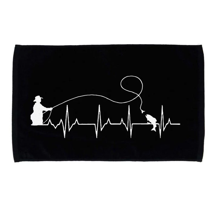 Fly Fish Heartbeat Fish EKG Trout Fishing Stress Relief Art Microfiber Hand Towel