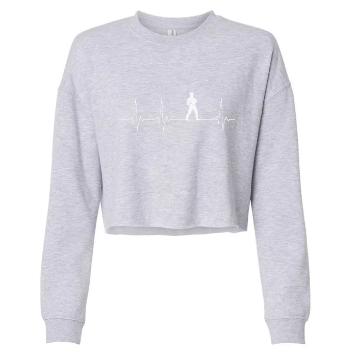 Fly Fishing Heartbeat Cropped Pullover Crew