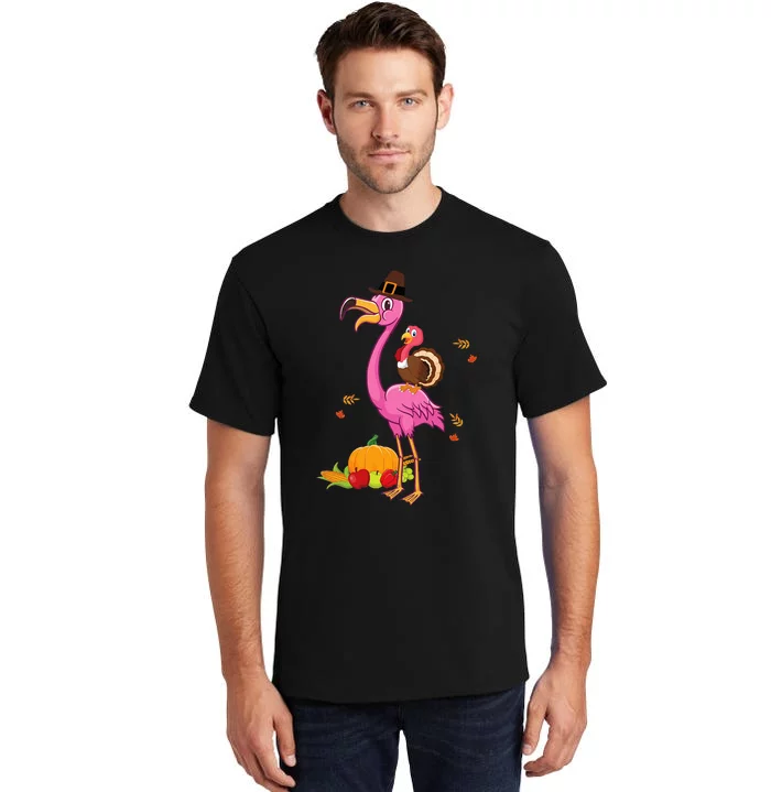 Festive Flamingo Holiday Present Tall T-Shirt