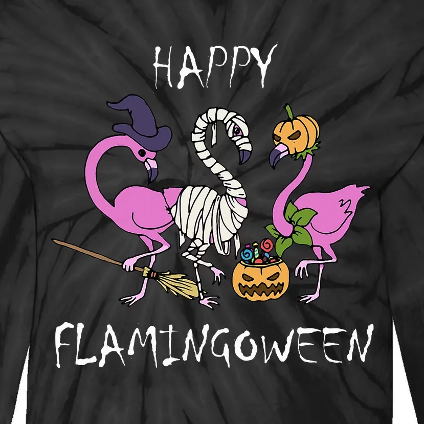 Funny Flamingo Halloween Costume Tie-Dye Long Sleeve Shirt