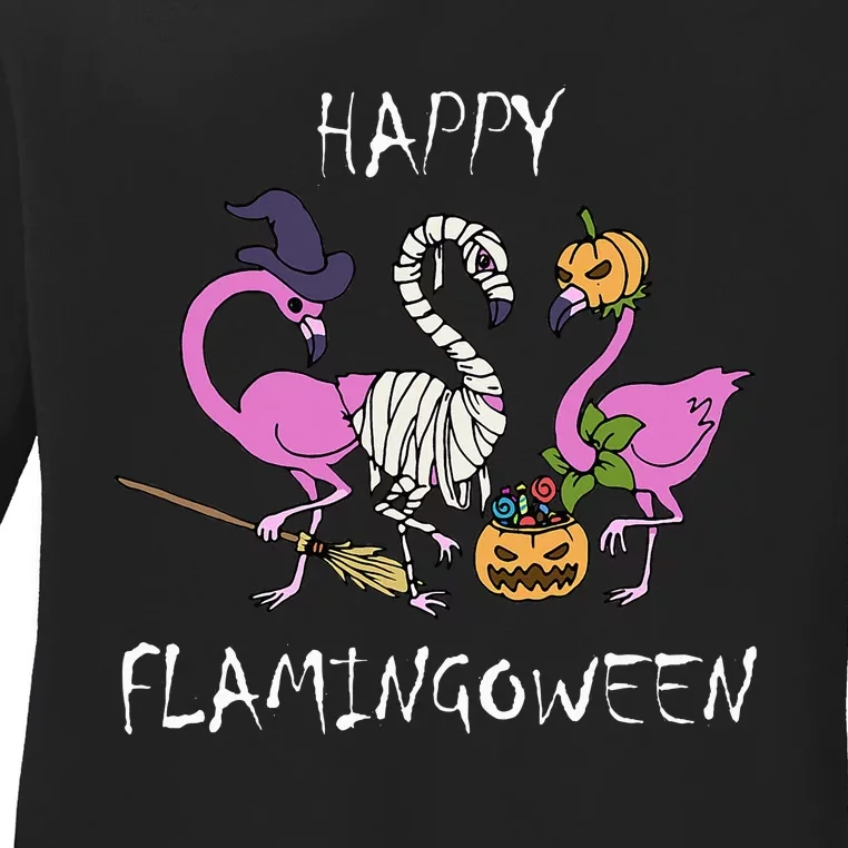 Funny Flamingo Halloween Costume Ladies Long Sleeve Shirt