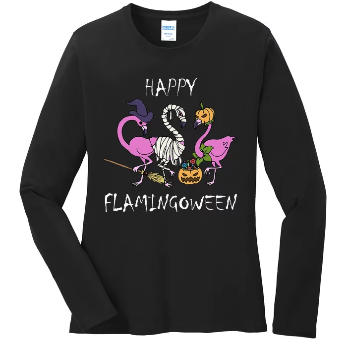 Funny Flamingo Halloween Costume Ladies Long Sleeve Shirt