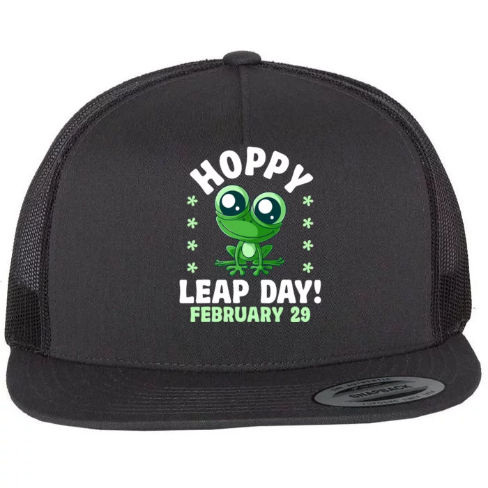 Funny Frog Hoppy Leap Day February 29 Birthday Leap Year Flat Bill Trucker Hat