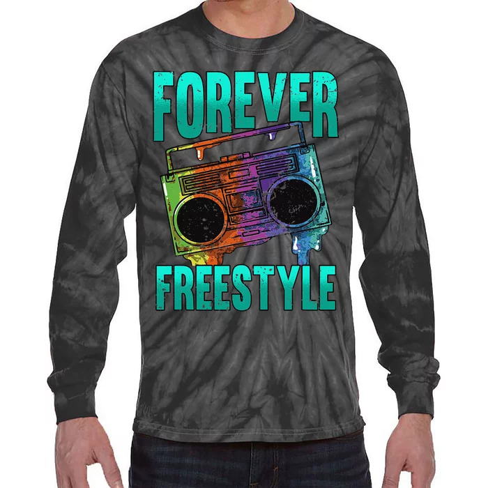 Forever Freestyle Hip Hop Old School Boombox Tie-Dye Long Sleeve Shirt