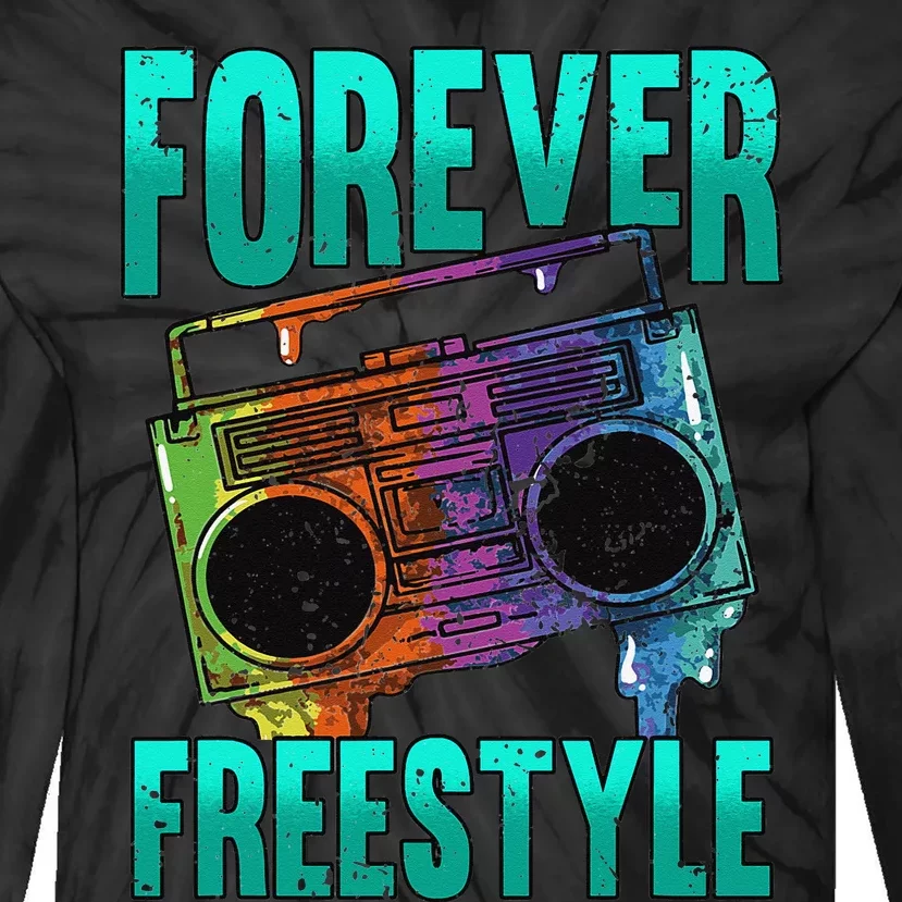 Forever Freestyle Hip Hop Old School Boombox Tie-Dye Long Sleeve Shirt