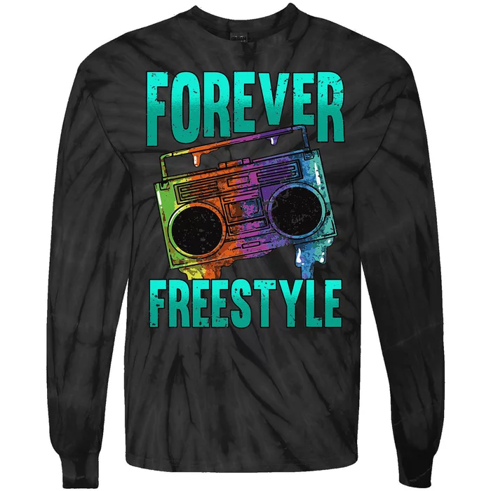 Forever Freestyle Hip Hop Old School Boombox Tie-Dye Long Sleeve Shirt